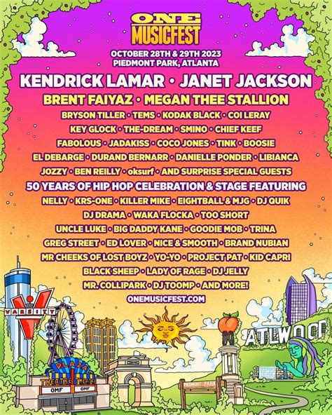 One music fest - Jul 12, 2023 · 07/12/2023. Kendrick Lamar Renell Medrano. Kendrick Lamar, Janet Jackson, Brent Faiyaz and Megan Thee Stallion lead the stellar lineup for ONE Musicfest 2023. Now in its 14th year and presented in ... 